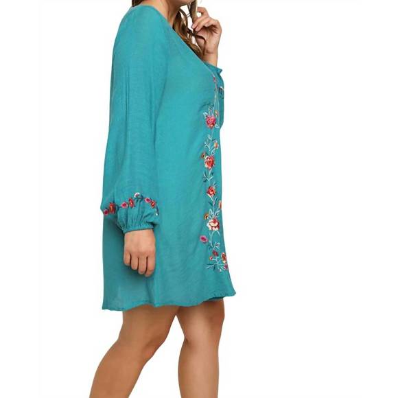 NEW UMGEE floral embroidered dress in emerald - Picture 2 of 4